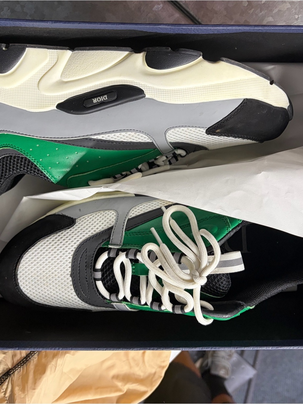 Dior Men's Green, White & Black Athletic Sneakers